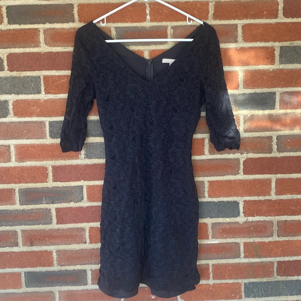 Banana Republic Black Lace Long Sleeve Dress